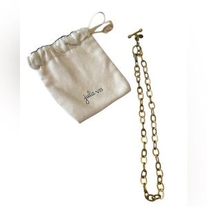 Julie Vos Nassau Demi antique polished Gold tone Toggle Clasp Necklace in bag